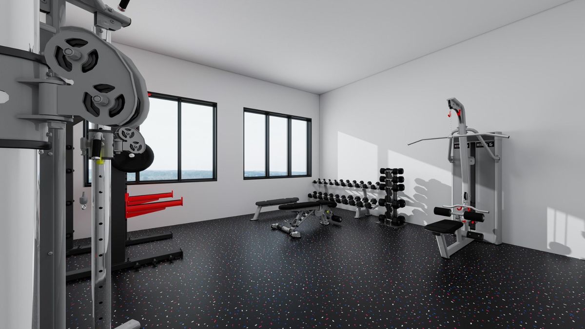 3D interior render of a planned gym